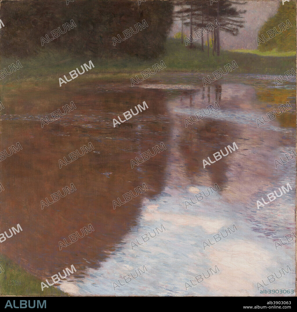 GUSTAV KLIMT. Stiller Weiher (Egelsee bei Golling, Salzburg) Tranquil Pond (Egelsee near Golling, Salzburg). Date/Period: 1899. Painting. Oil on canvas. Height: 751 mm (29.56 in); Width: 751 mm (29.56 in).