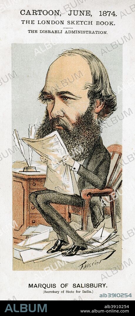 Robert Arthur Talbot Gascoyne-Cecil, 3rd Marquess of Salisbury, British politician, 1874. Lord Salisbury (1830-1903) was Conservative Prime Minister in 1885, 1886, and 1895-1902. Illustration from The London Sketchbook, 1874.
