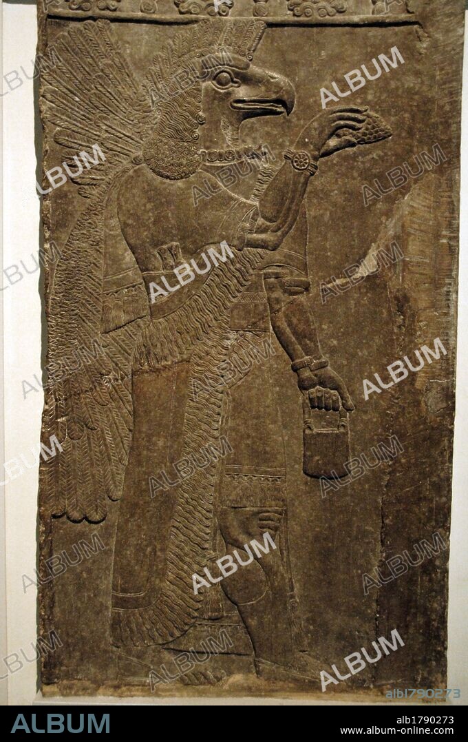 Relief depicting a Eagle-headed protective spirit. 865-860 BC. From the Temple of Ninurta. Nimrud. British Museum. London. United Kingdom.