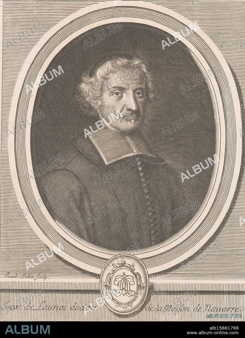 Portrait of Jean de Launoy, print maker: Jacques Lubin, publisher: Antoine Dezallier, Paris, 1696 - 1700, paper, engraving, etching, height 251 mm × width 195 mm, print.