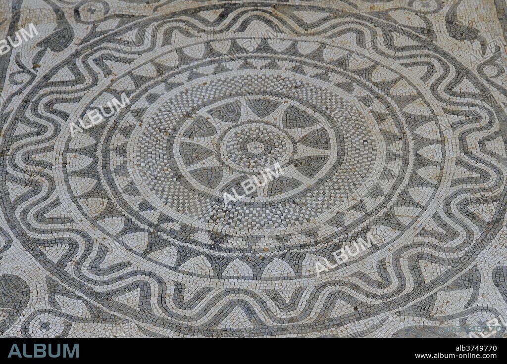 Mosaic in Roman villa, Risan, Kotor Bay, UNESCO World Heritage Site, Montenegro, Europe.