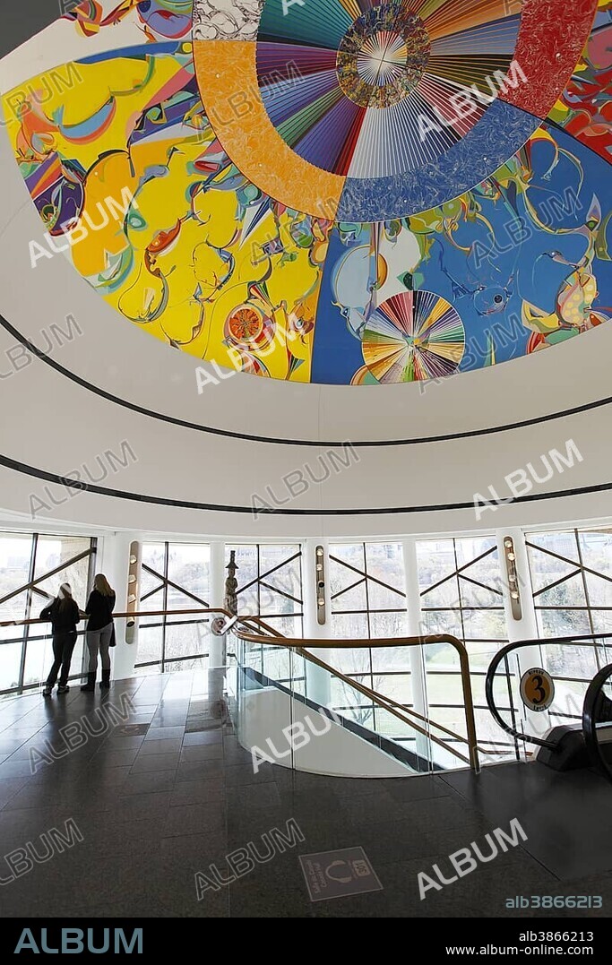 Roof painting Morningstar by Alex Janvier inside the dome of the Canadian Museum of Civilization, Gatineau, Quebec Province, Canada