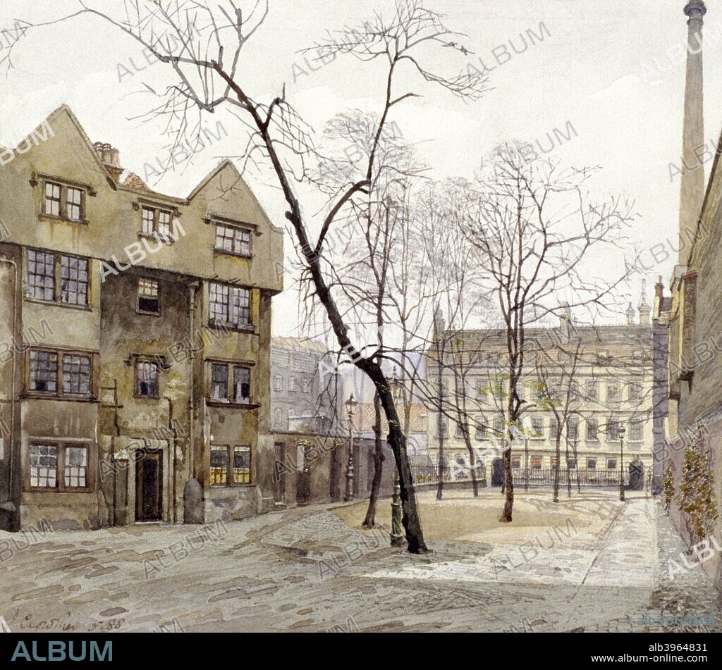 View of Barnard's Inn, London, 1888; showing the southern square looking west.