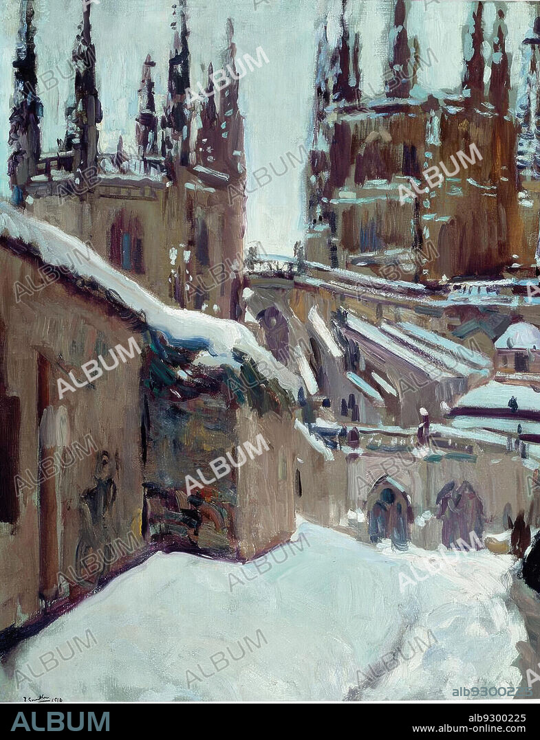 JOAQUIN SOROLLA. Joaquín Sorolla/ La Catedral de Burgos nevada, 1910. Óleo sobre lienzo.