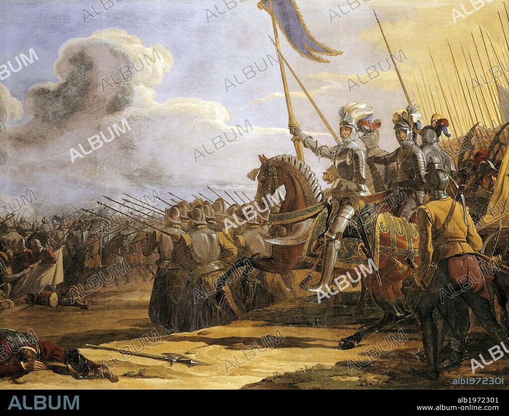 Gustav I Eriksson Vasa, commanding the troops, liberating Sweden from Danish dominion, 1523, fresco from the Cathedral of Uppsala, 1837. Danish-Swedish War, Sweden, 16th century.