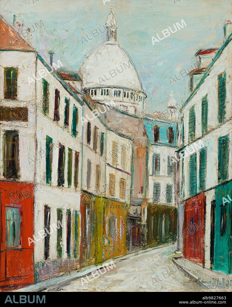 MAURICE UTRILLO. Rue Saint-Rustique et le Sacré-C?ur.