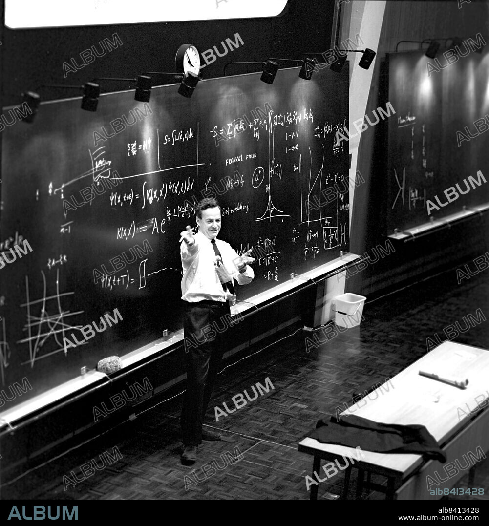 Professor Richard Feynman colloquium at the CERN. Geneva, 1965.