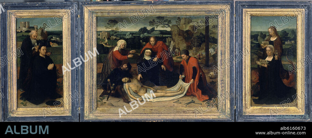 ADRIAN ISENBRANDT. DEPOSICION DE CRISTO EN EL SEPULCRO - TRIPTICO DEL SIGLO XVI.