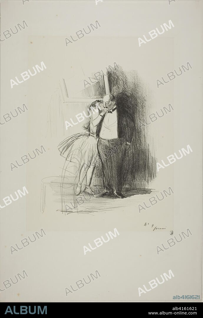 The Consent. Jean Louis Forain; French, 1852-1931. Date: 1892. Dimensions: 268 × 216 mm (image); 530 × 358 mm (sheet). Lithograph on ivory China paper laid down on white wove paper. Origin: France.