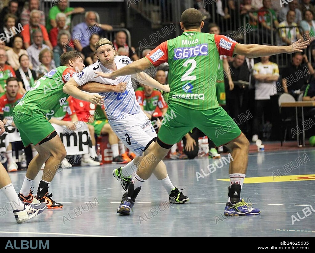 Handball player Dener Jaanimaa HSV Handball DKB Handball-Bundesliga 2015-16 game at SC Magdeburg 27.9.15 in Getec-Arena Magdeburg, Handball player Dener Jaanimaa HSV Handball DKB Handball Bundesliga 2015-16 game at SC Magdeburg 27.9.15 in Getec-Arena Magdeburg