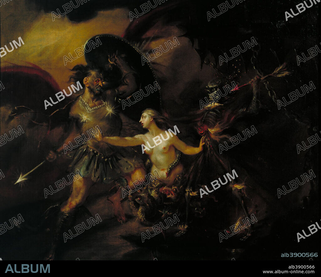 WILLIAM HOGARTH. Satan, Sin and Death (A Scene from Milton's `Paradise Lost'). Date/Period: Ca. 1735. Painting. Oil on canvas. Height: 619 cm (20.3 ft); Width: 745 cm (24.4 ft).
