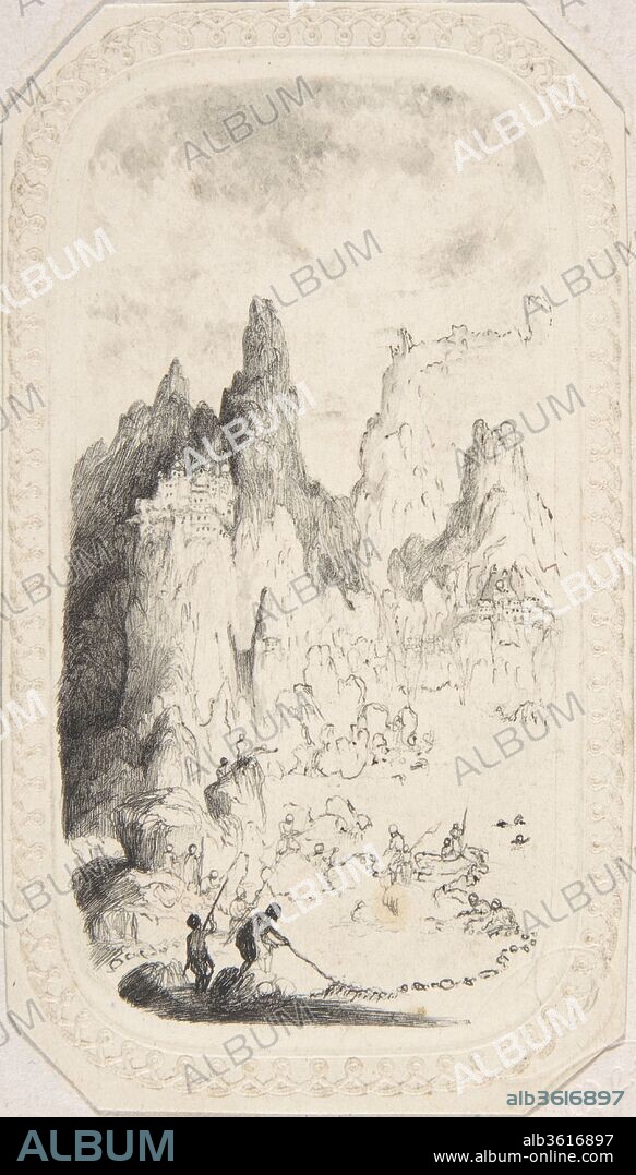 Castles on Mountains. Artist: Rodolphe Bresdin (French, Montrelais 1822-1885 Sèvres). Dimensions: 4 5/8 x 2 5/8 in.  (11.7 x 6.7 cm).
