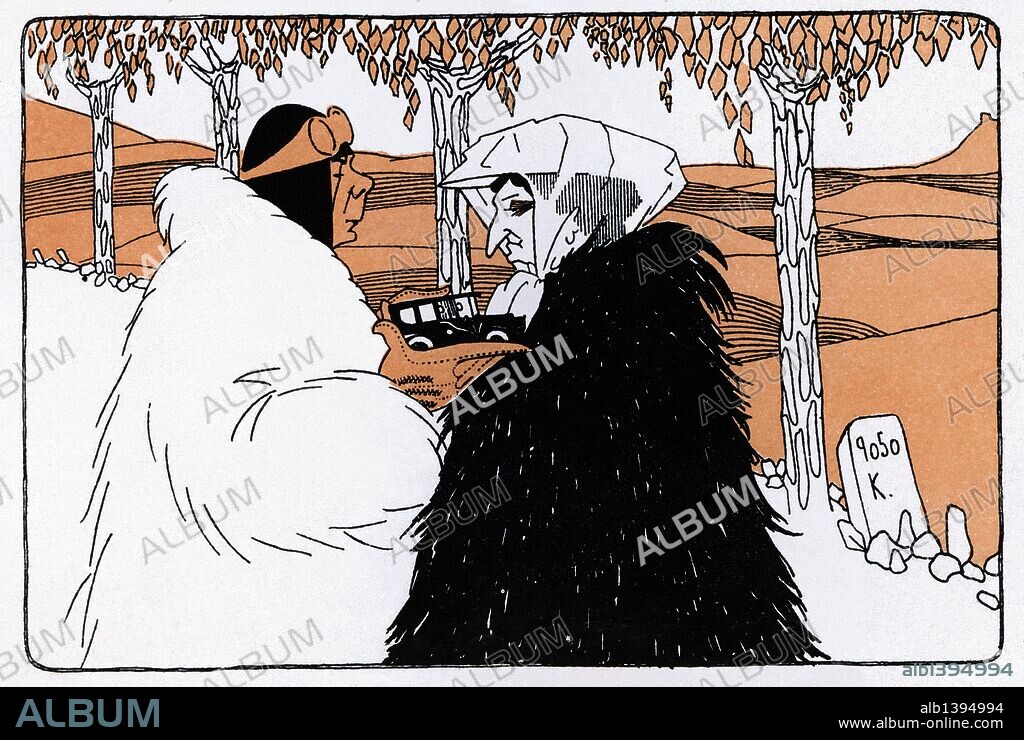 ROMÁN BONET SINTES "BON". Caricatura de Fernando Díaz de Mendoza y Aguado. Actor español. (Murcia, 1862-Vigo, 1930), y de su esposa María Guerrero Torija (Madrid, 1867-1928), actriz dramática española. Año 1911.