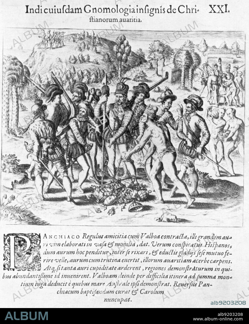 Balboa and the Indians. A late 16th century conception of early 1BC history, costumes are of Elizabethan period.