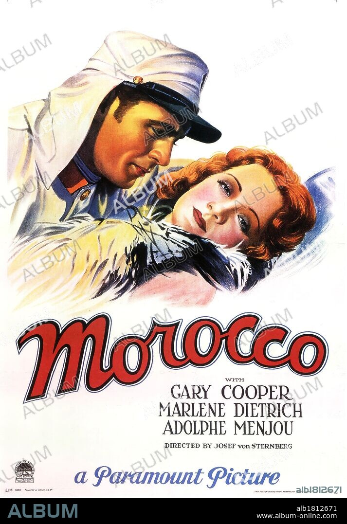Affiche de MOROCCO, 1930, réalisé par JOSEF VON STERNBERG. Copyright PARAMOUNT PICTURES.