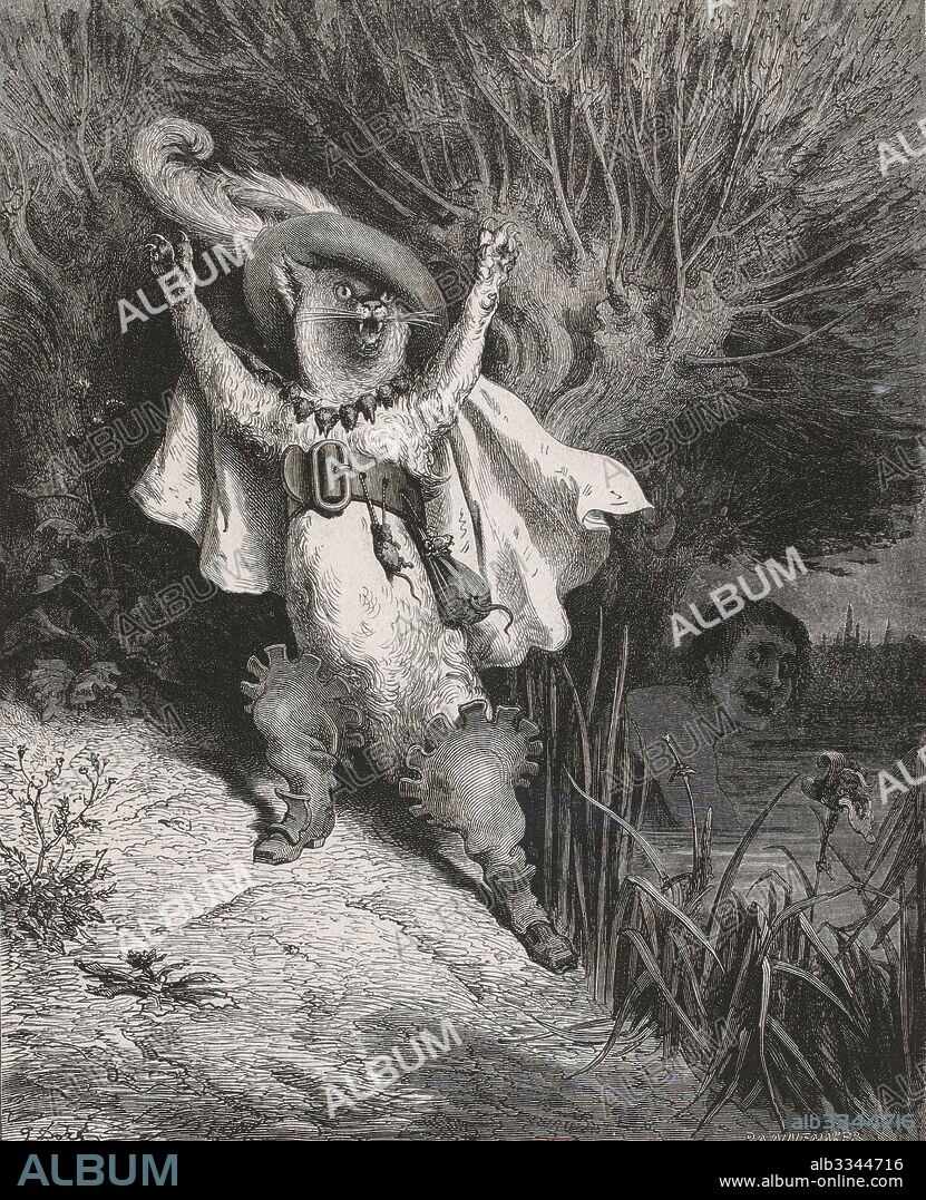 PAUL GUSTAVE DORÉ. Illustration for Le Maître chat ou le chat botté by Charles Perrault.