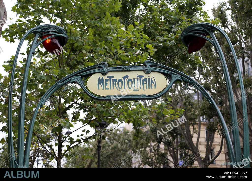 Metro station of Paris, designed by Hector Guimard (1867-1942). Art Nouveau. Paris. France.