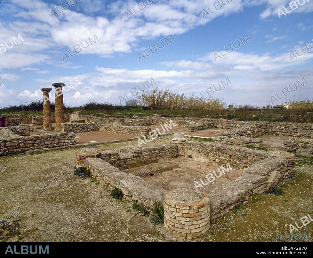 Magna Graecia. Paestum. General view of the archaeological area belonging to the ancient Greek city. Campania, Italy.