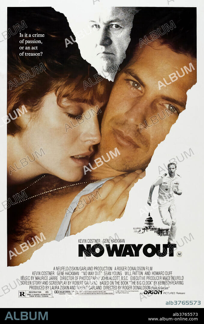 KEVIN COSTNER y SEAN YOUNG en NO HAY SALIDA, 1987 (NO WAY OUT), dirigida por ROGER DONALDSON. Copyright ORION PICTURES.