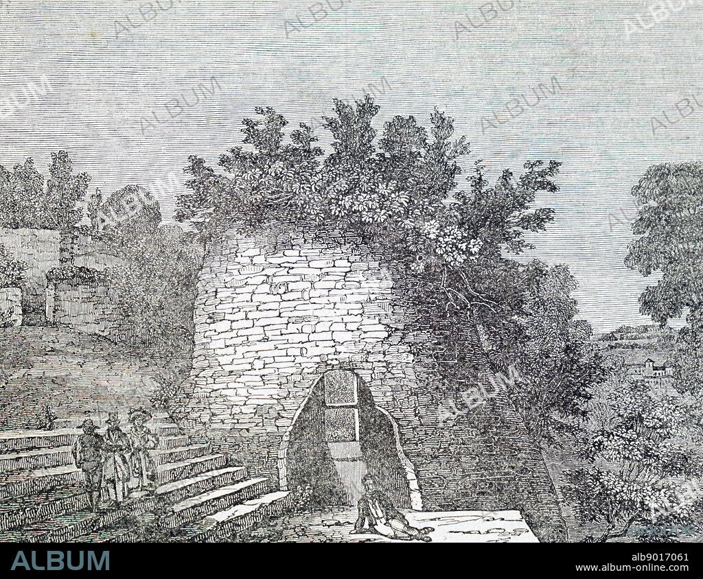 Illustration depicting a Roman burial vault in Naples thought to be tomb of the poet Virgil. Virgil (70 BC-19 BC) an ancient Roman poet of the Augustan period. Dated 19th Century.