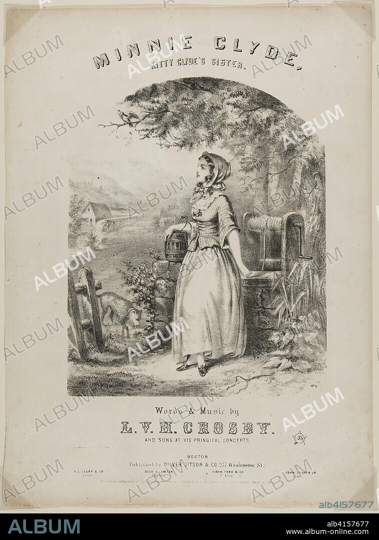 Minnie Clyde. Winslow Homer (American, 1836-1910); published by Oliver Ditson (American, 1811-1888). Date: 1856-1857. Dimensions: 217 x 176 mm (image, without text); 340 x 251 mm (sheet). Lithograph on cream wove paper. Origin: United States.