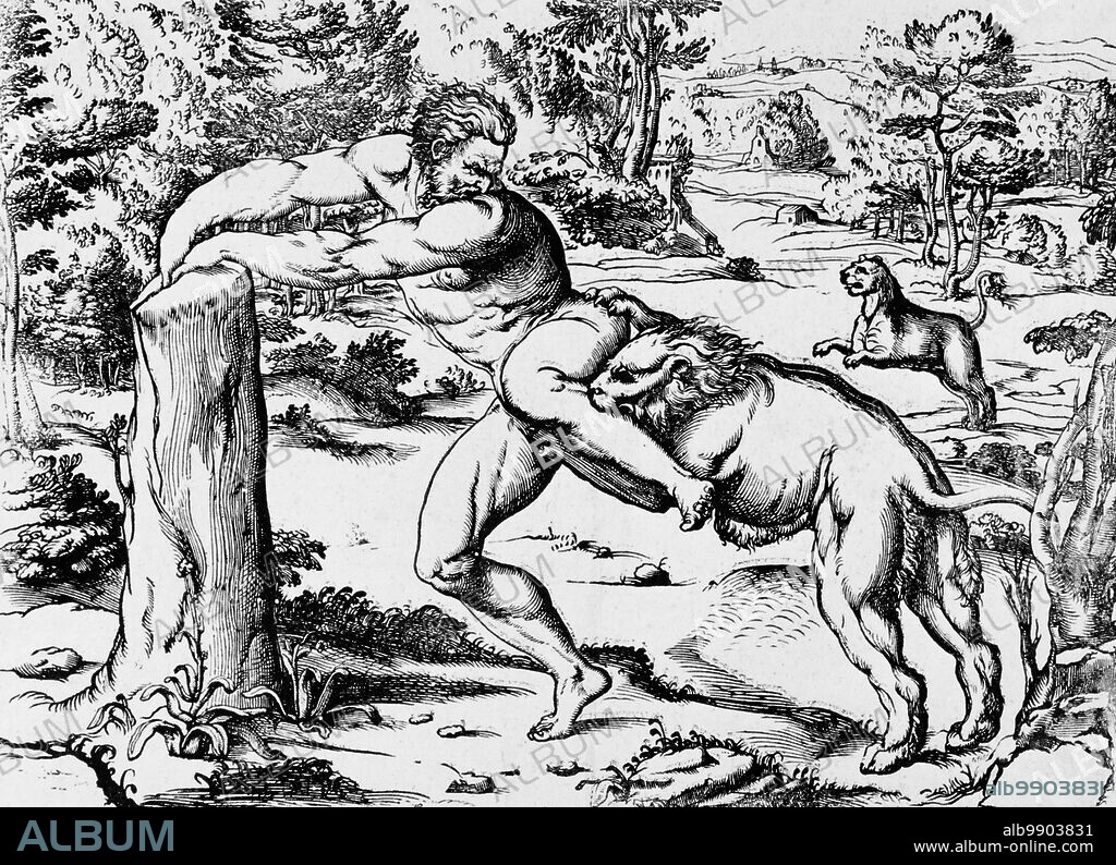 PORDENONE y NICOLÒ BOLDRINI. Milo of Croton, c1540.