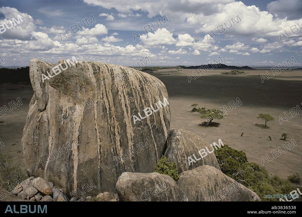 View from a rock outcrop, or kopje, in Serengeti National Park, Tanzania.
