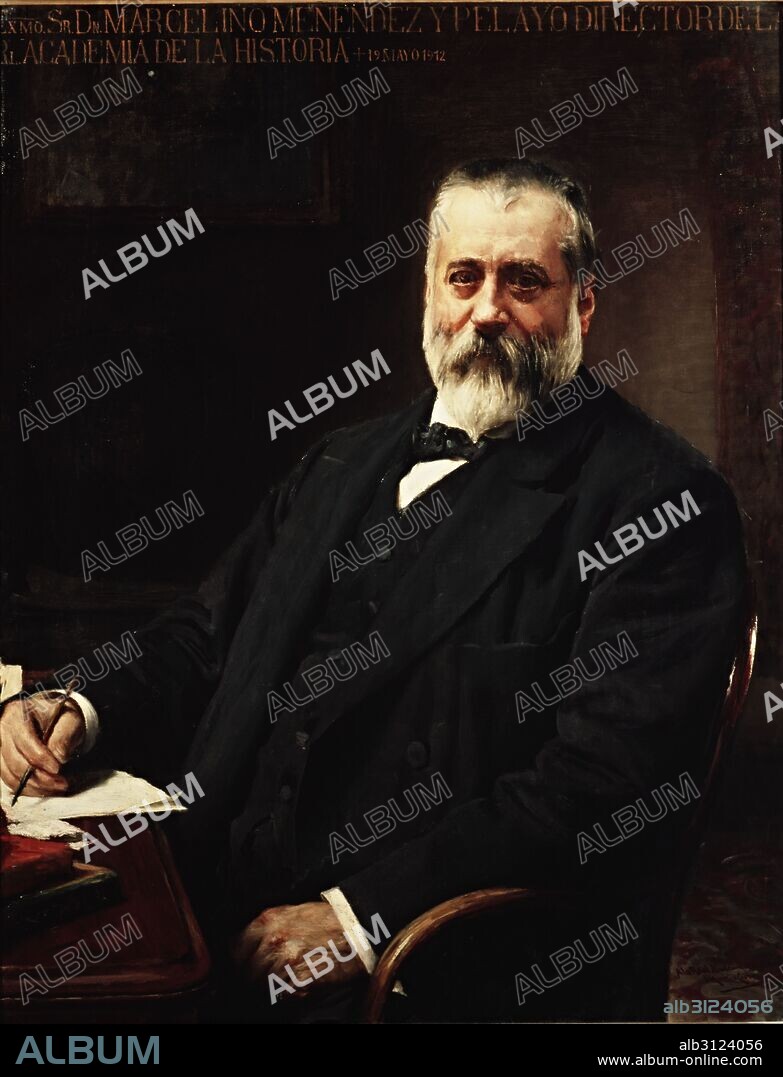 JOSÉ MORENO CARBONERO. Retrato de Marcelino Menéndez Pelayo. Academia de la historia. Madrid.