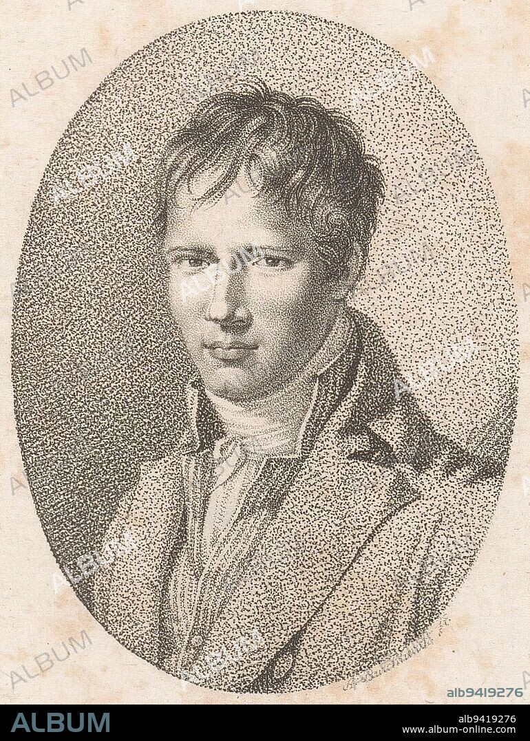 Portrait of Alexander von Humboldt, A. Burckhardt, c. 1800 - c. 1850, print maker: A. Burckhardt, (mentioned on object), Germany, (possibly), c. 1800 - c. 1850, paper, h 140 mm - w 87 mm.