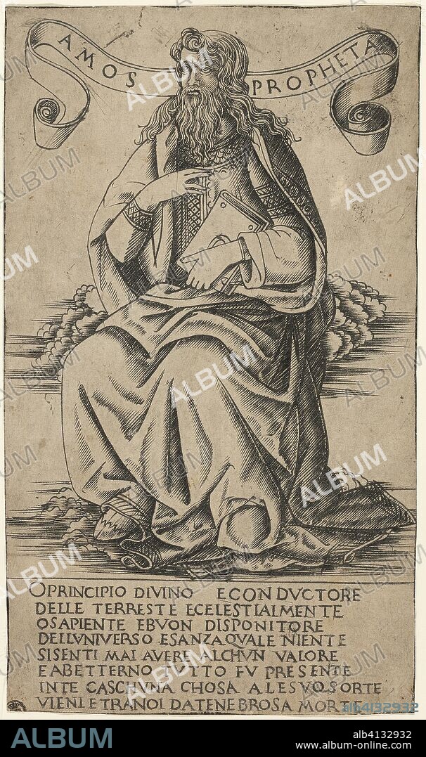 The Prophet Amos. Attributed to Francesco Rosselli; Italian, 1448-before 1513. Date: 1480-1490. Dimensions: 173 x 101 (sheet). Engraving on paper. Origin: Italy.