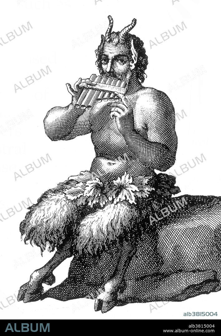 In Greek religion and mythology, Pan is the god of the wild, shepherds and flocks, nature of mountain wilds, hunting and rustic music, and companion of the nymphs. He has the hindquarters, legs, and horns of a goat, in the same manner as a faun or satyr. With his homeland in rustic Arcadia, he is recognized as the god of fields, groves, and wooded glens; because of this, Pan is connected to fertility and the season of spring. He is an excellent musician and plays the pipes. He is merry and playful frequently seen dancing with woodland nymphs. He is at home in any wild place but, is favourite is Arcady, where he was born. He is always in pursuit of one of the nymphs but, always rejected because he is ugly. In Roman religion and myth, Pan's counterpart was Faunus.