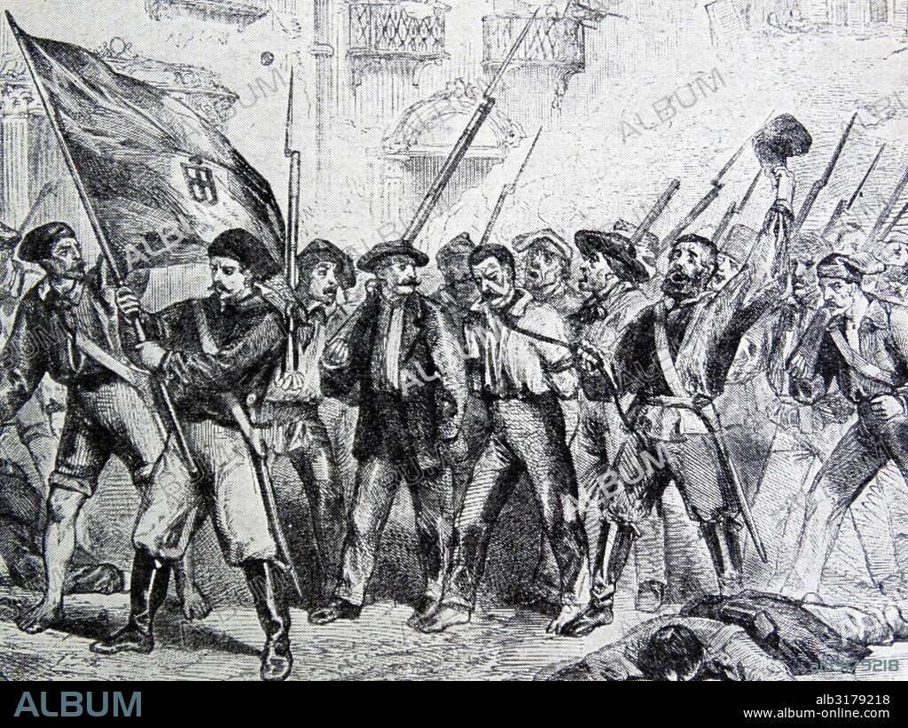Painting depicting a scene from the Sicilian revolution of 1848.