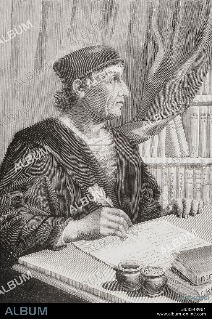 Antonio de Nebrija, 1441 – 1522 aka Antonio de Lebrija, Elio Antonio de Lebrija, Antonius Nebrissensis and Antonio of Lebrixa. Spanish Renaissance scholar, teacher, historian, poet and astronomer, best known for writing a grammar of the Castilian language. From La Ilustracion Española y Americana, published 1892.