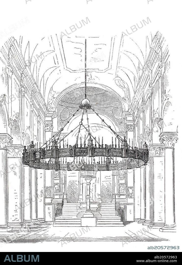 Chandelier, Hezilo chandelier, in the Hildesheim Cathedral around 1850, Germany, historical, digitally improved reproduction from an original around 1860.