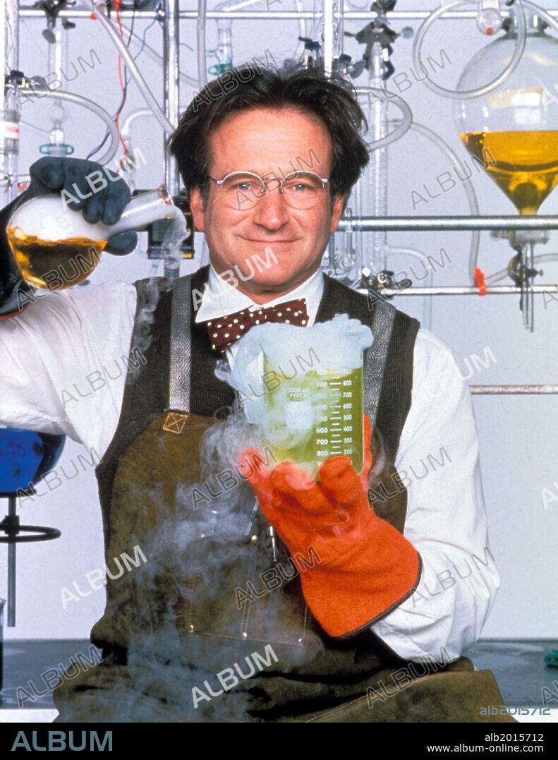 ROBIN WILLIAMS en FLUBBER Y EL PROFESOR CHIFLADO, 1997 (FLUBBER), dirigida por LES MAYFIELD. Copyright WALT DISNEY PRODUCTIONS.