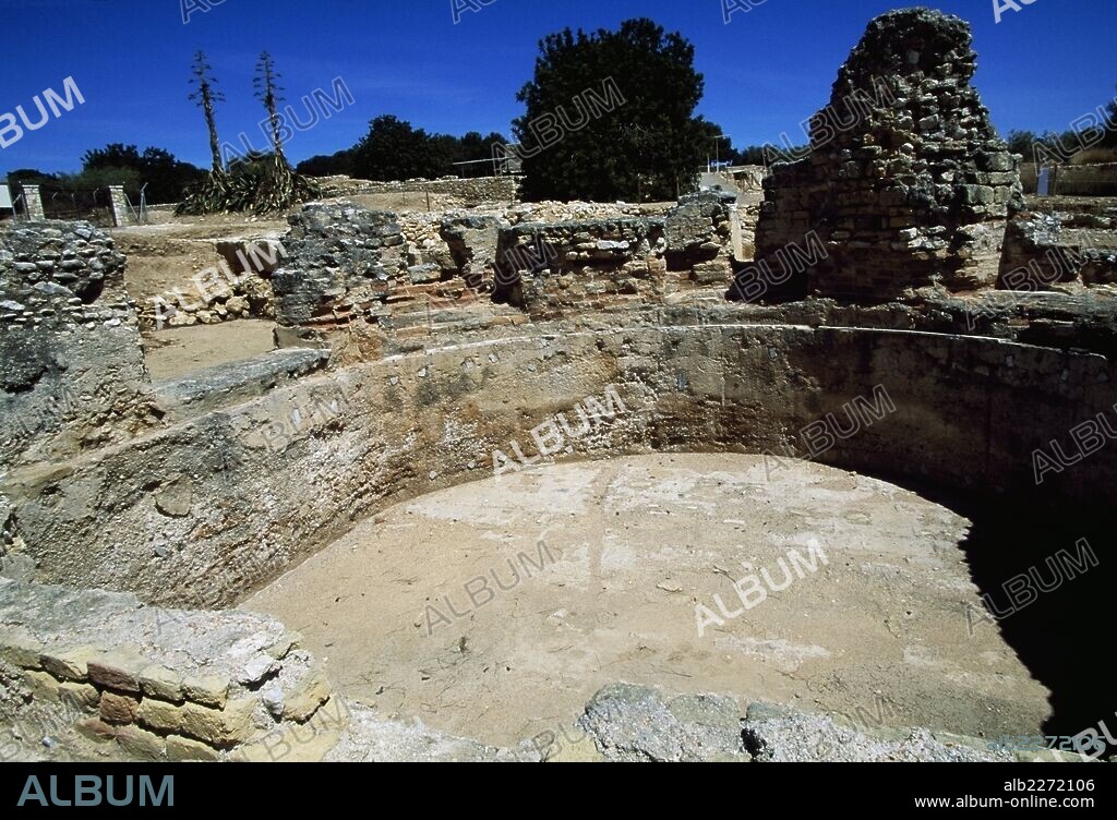 Frigidarium of the baths of the Roman Villa of Els Munts, Altafulla, Tarragona (Tarraco, Unesco World Heritage List, 2000), Catalonia, Spain. Roman civilisation, 1st-2nd century.