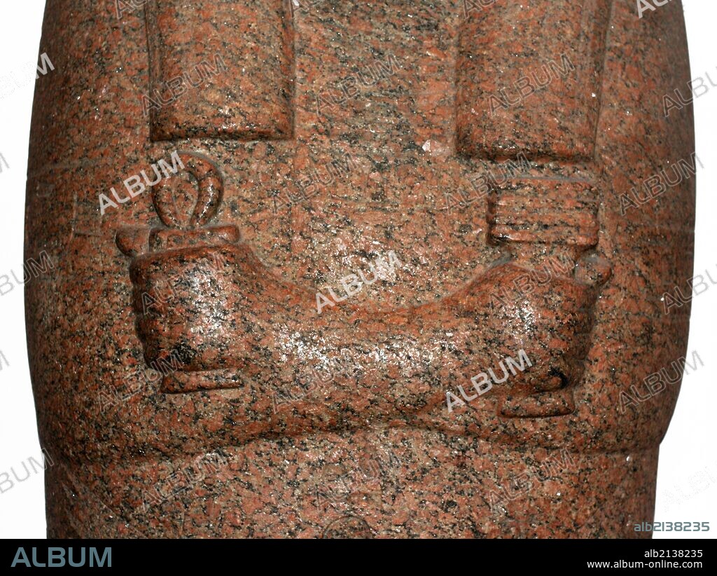 Detail from Red granite sarcophagus lid of Pahemnetjer. Nineteenth Dynasty (approx. 1250 BC) Egyptian. Possibly from Saqqara. Belonged to the coffin of the high priest of Ptah. (Photo by: Universal History Archive/UIG via Getty Images).