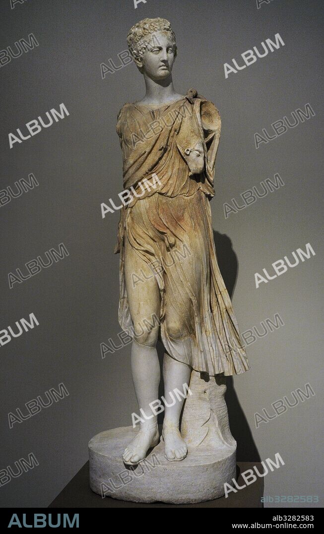 The so-called Bacchus-Hermaphrodite. Body: 2nd century; head: 2nd century AD. Copy of a Greek original of the 4th century BC, attributed by Praxiteles. National Archaeological Museum, Naples. Italy.