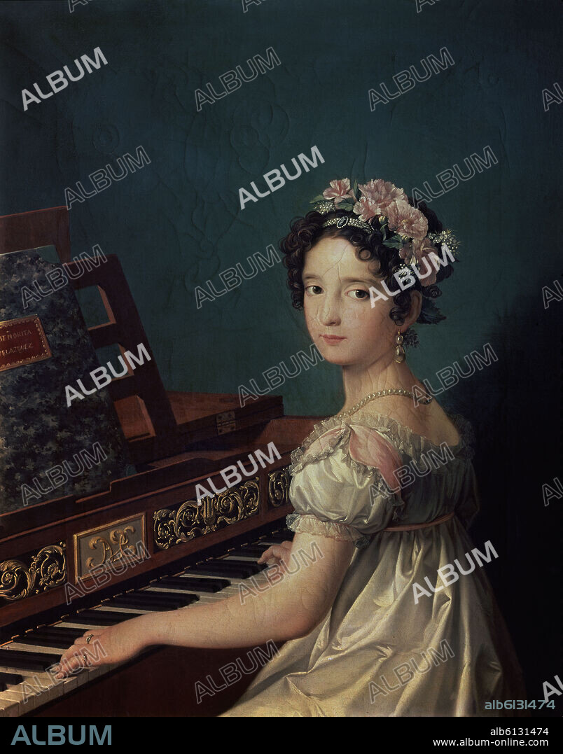ZACARIAS GONZALEZ VELAZQUEZ (1763-1834). 'Manuela González Velázquez, playing the piano', 1820, Oil on canvas, 82,3 x 65,2 cm.