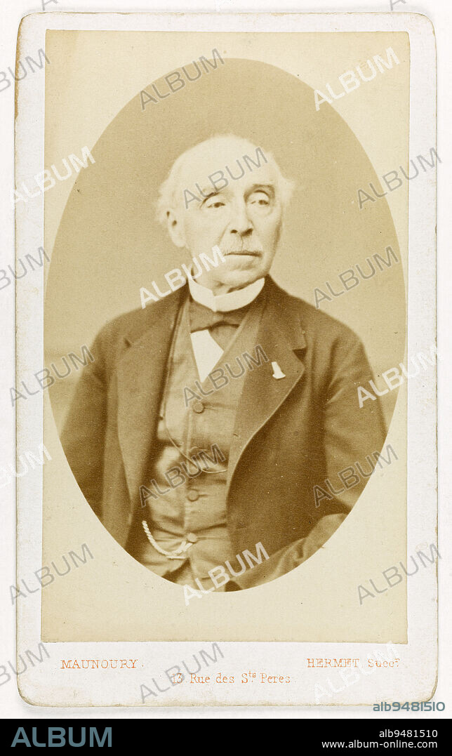 Portrait of François-Hippolyte Clérel de Tocqueville, (comte, 1797 ? -1877), politician, Hermet, Photographer, Maunoury, Eugène, Photographer, Between 1860 and 1877, 2nd half of the 19th century, Graphic Arts, Photography, Albumen print, Height: 9.2 cm, Width: 5.5 cm.
