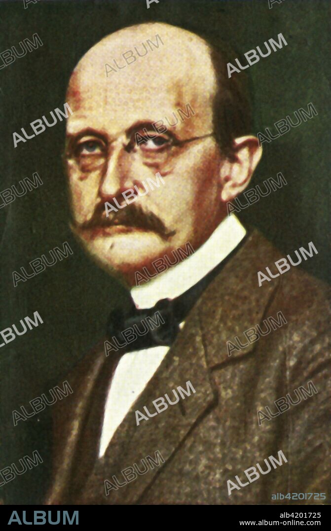 Professor Max Planck, c1928. Portrait of German theoretical physicist Max Planck (1858-1947), winner of the Nobel Prize for physics, responsible for development of Quantum Theory. From "Die Welt in Bildern", (The World in Pictures), cigarette card album, c1928. [Georg A Jasmatzi, A.-G., Dresden, Germany].