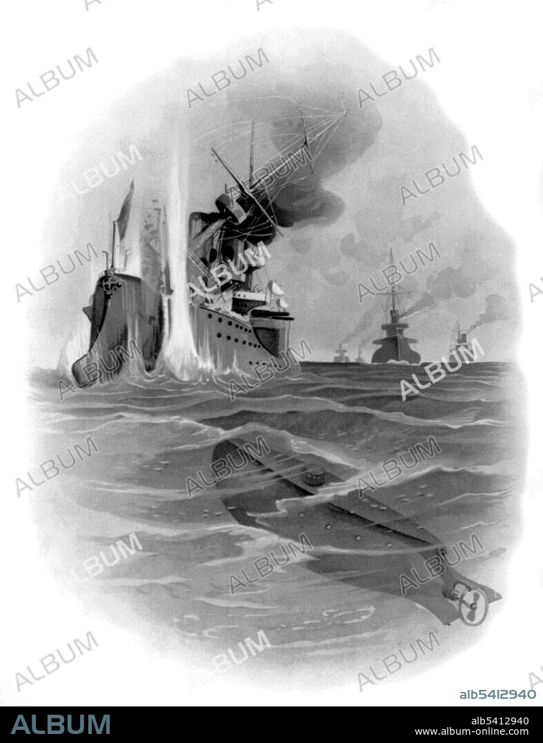 Submarine boat Holland torpedoing ship. USS Holland (SS-1) was the U.S. Navy's first modern commissioned submarine. The boat was originally laid down as Holland VI at the Crescent Shipyard for John Holland's Holland Torpedo Boat Company, and launched in 1897. She was acquired by the USN in 1900. The US Government soon ordered more submarines, which were to be known as the Plunger class. These became America's first fleet of underwater naval vessels. U.S. Navy (cropped and cleaned).