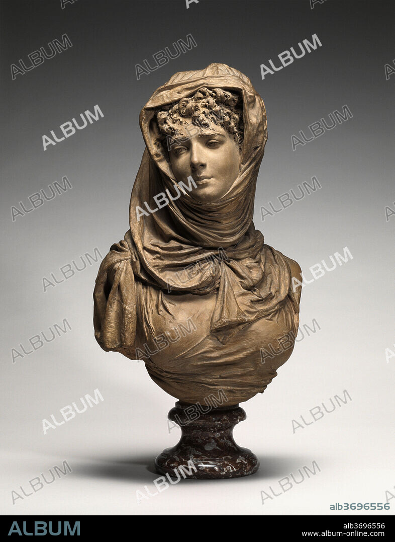 ALBERT-ERNEST CARRIER-BELLEUSE. Fantasy Bust of a Veiled Woman (Marguerite  Bellanger?). Dated: c. 1865/1870. Dimensions: overall: 68 x 42 x 30 cm (26  3/4 x 16 9/16 x 11 13 - Album alb3696556
