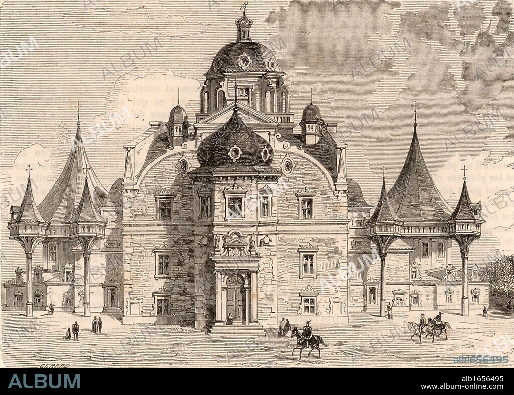 Uraniborg, Tycho's observatory on the island of Hven, Denmark. Tycho Brahe (Tyge Ottesen Brahe - 1546-1601) Danish astronomer, astrologer and alchemist who built astronomical instruments which enabled him to make the most accurate observations of his time.  Engraving from "Le Journal de la Jeunesse" (Paris, 1883).S (Photo by: Universal History Archive/UIG via Getty Images).