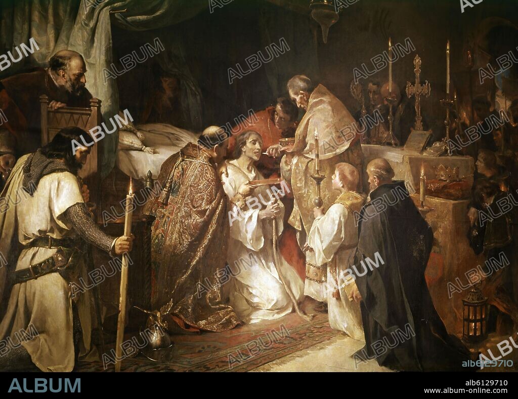 ALEJANDRO FERRANT (1843-1917). Last communion of St. Ferdinand. Madrid, Senate.