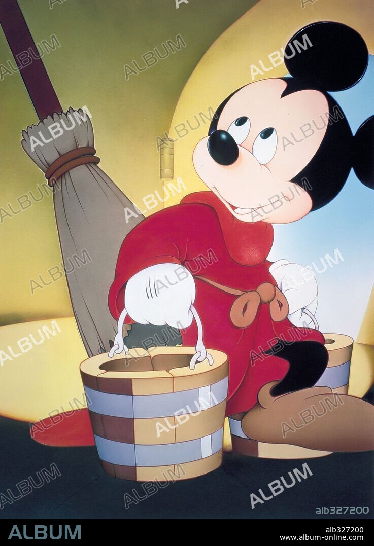 MICKEY MOUSE in FANTASIA, 1940, directed by BEN SHARPSTEEN, FORD BEEBE, HAMILTON LUSKE, JAMES ALGAR, JIM HANDLEY, PAUL SATTERFIELD and WILFRED JACKSON. Copyright WALT DISNEY PRODUCTIONS.