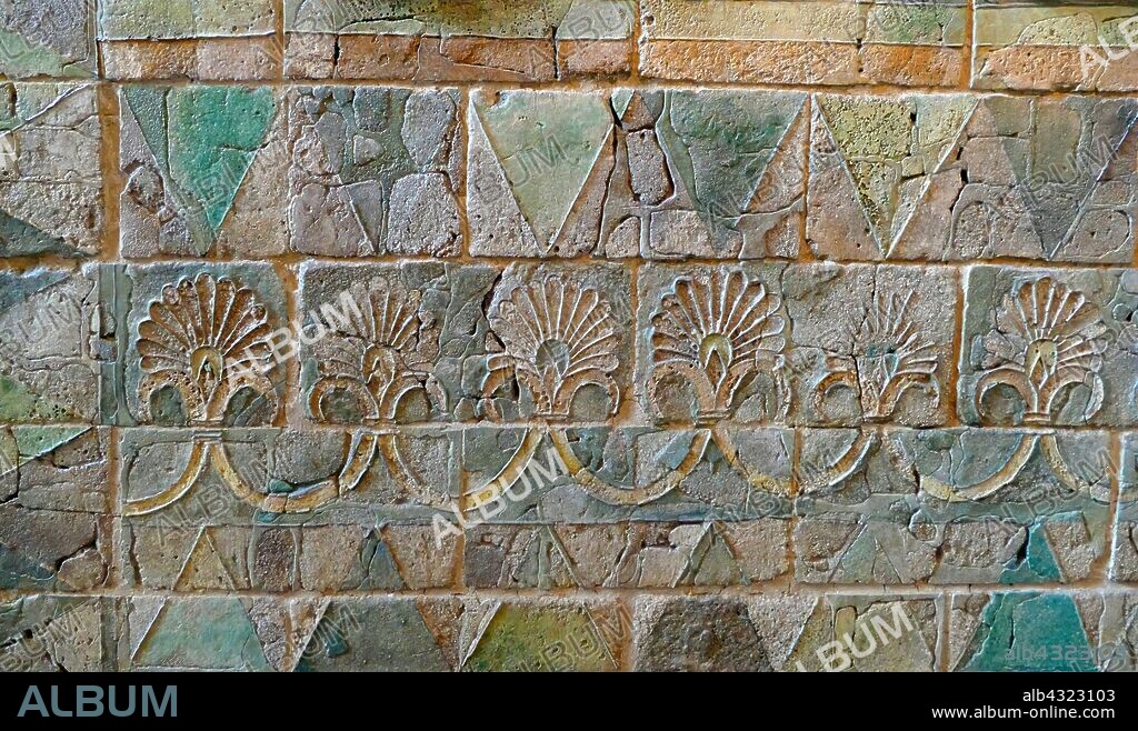 Glazed wall tiles at the Palace of Darius in Susa, Iran, capital of the Achaemenid Empire. The palace complex was constructed by the Achaemenid king Darius I. (c. 550-486 BCE) was the fourth king of the Persian Achaemenid Empire.