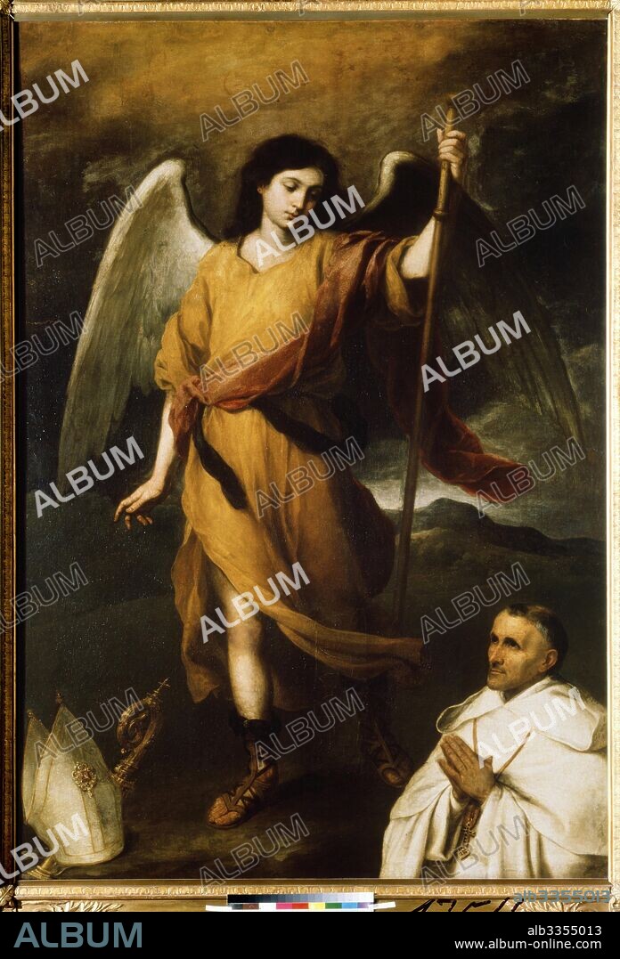 BARTOLOMÉ ESTEBAN MURILLO. Archangel Raphael with Bishop Domonte.