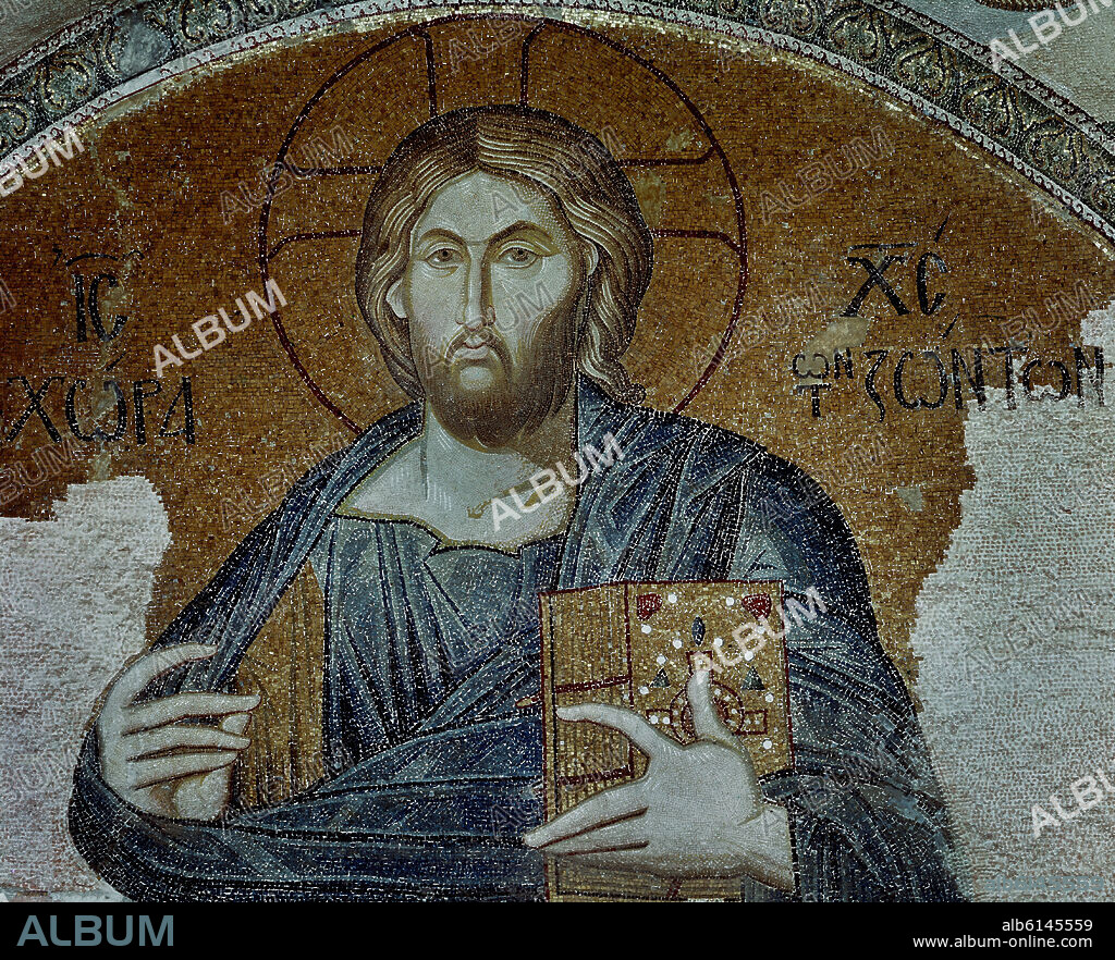 CRISTO BENDICIENDO - MOSAICO BIZANTINO - SIGLO XIV.