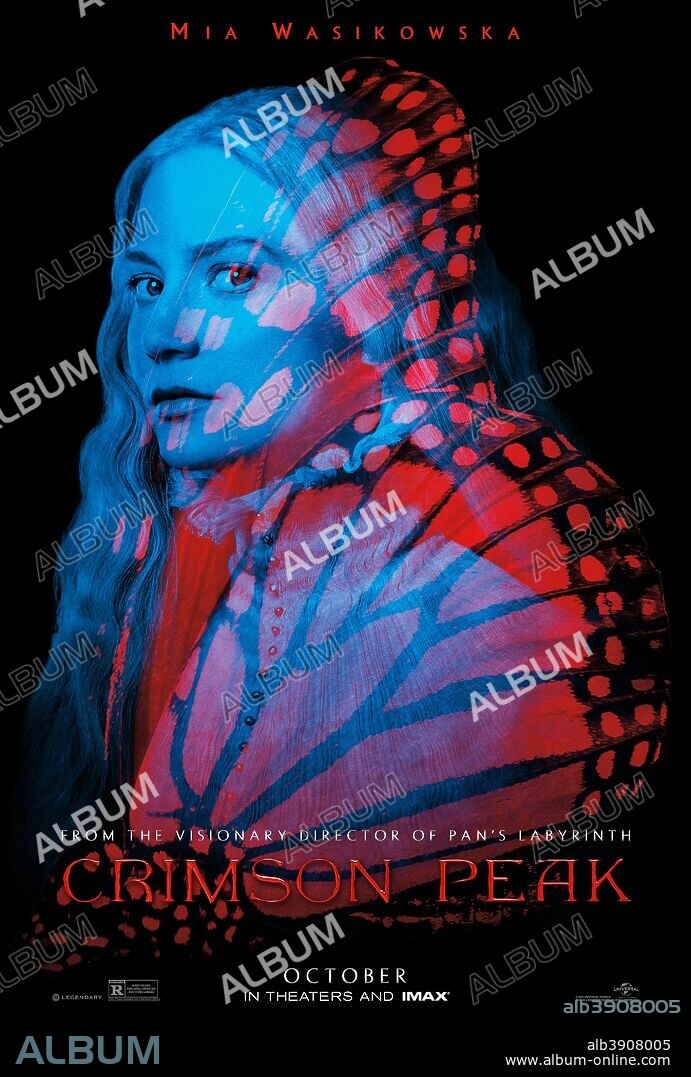 Poster de LA CUMBRE ESCARLATA, 2015 (CRIMSON PEAK), dirigida por GUILLERMO DEL TORO. Copyright LEGENDARY PICTURES.